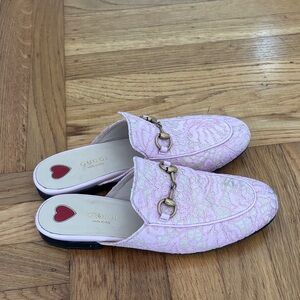 Gucci Pink Lace Mules